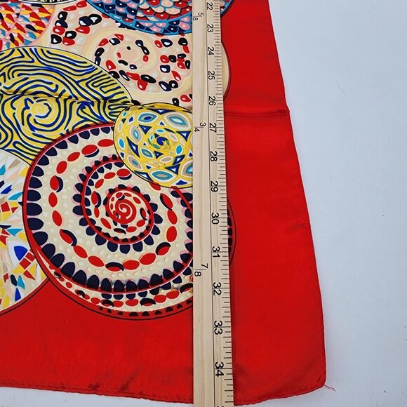 Womens 35x34.5" Colorful Abstract Silk Feel Polyester Square Scarf - Picture 7 of 8